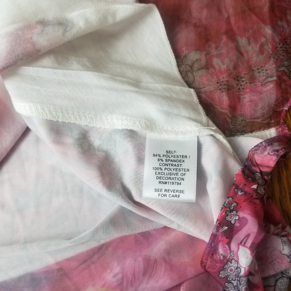 One World Pink Floral Shirt Top Small Short Sleeve - Picture 7 of 8